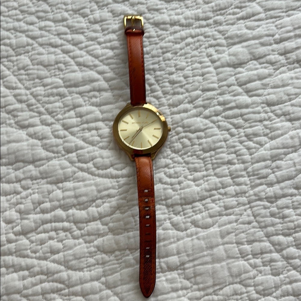 Michael Kors Gold Watch with Orange Leather Strap